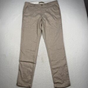 Weston Jon Boucher Pants Mens 34x32 Beige Linen Chino Stretch Flat Front